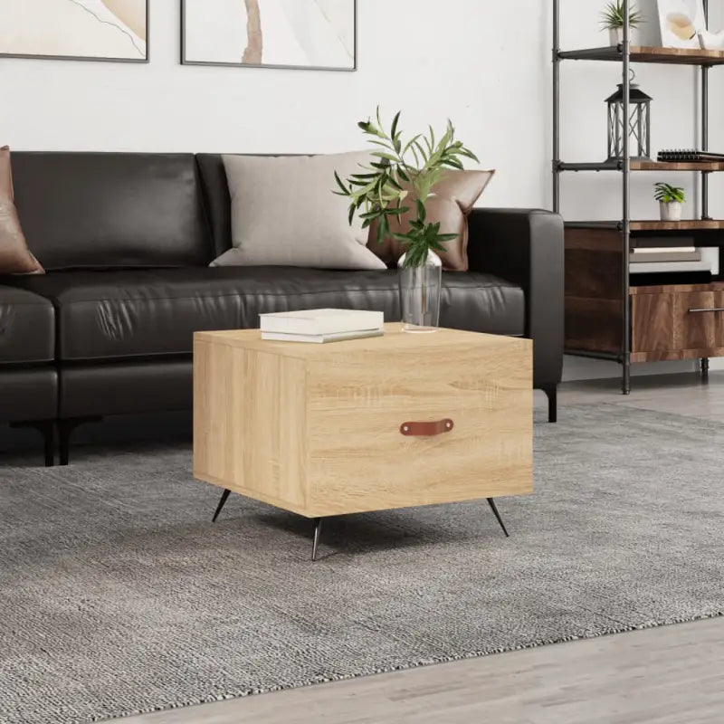 Salontafel met ijzeren poten en hoogglans wit bewerkt hout - Sonoma eiken / 1 - Salontafels