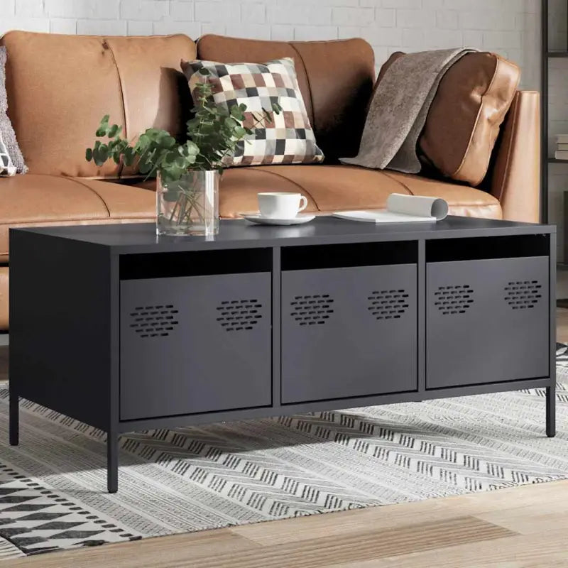 Salontafel met koudgewalst staal en verstelbare schroefpoten - Antraciet / 1 - Salontafels