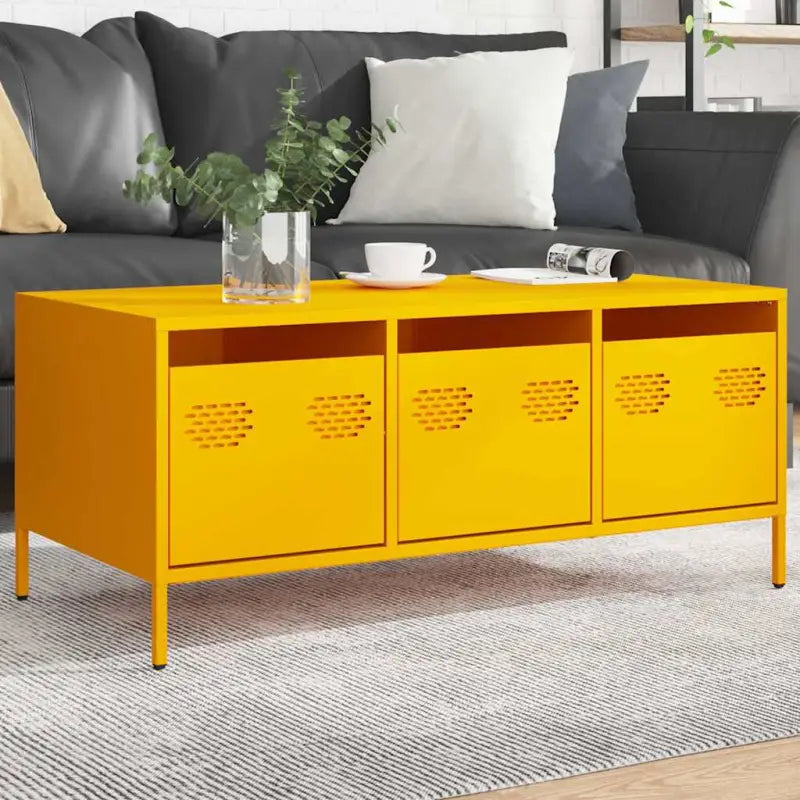 Salontafel met koudgewalst staal en verstelbare schroefpoten - Geel / 1 - Salontafels