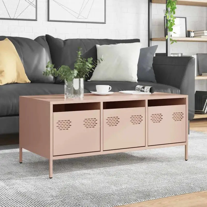 Salontafel met koudgewalst staal en verstelbare schroefpoten - Roze / 1 - Salontafels