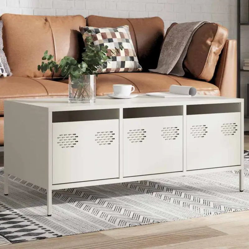 Salontafel met koudgewalst staal en verstelbare schroefpoten - Wit / 1 - Salontafels