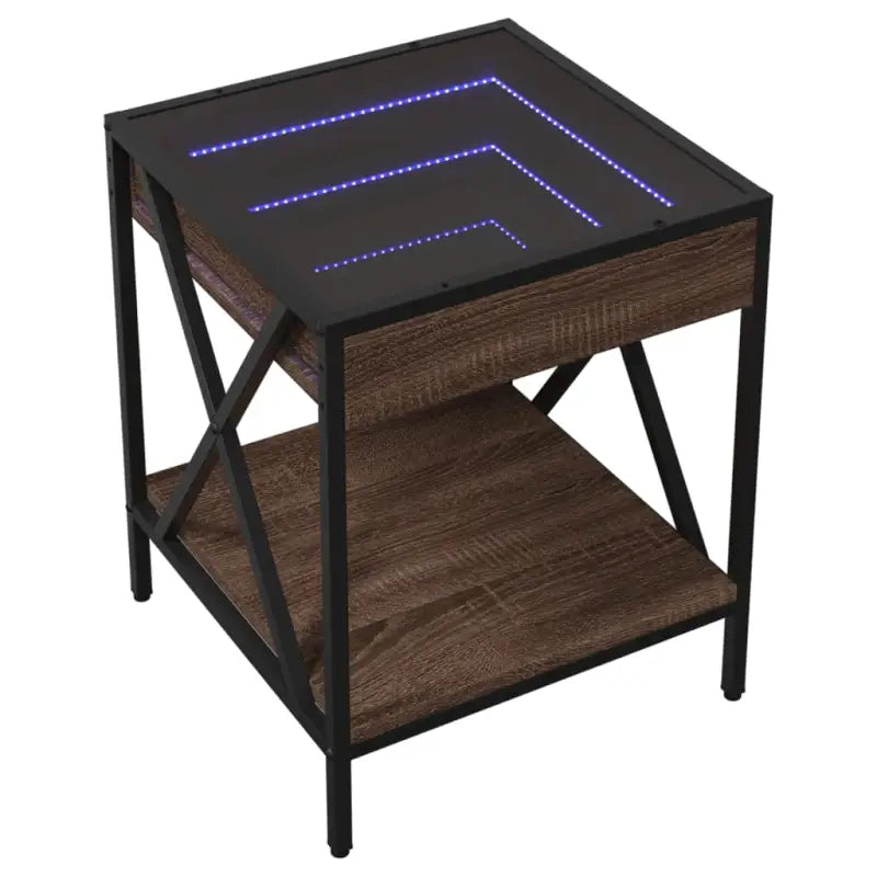 Salontafel met LED-infinity spiegel en bewerkt hout for een stijlvolle uitstraling - Salontafels