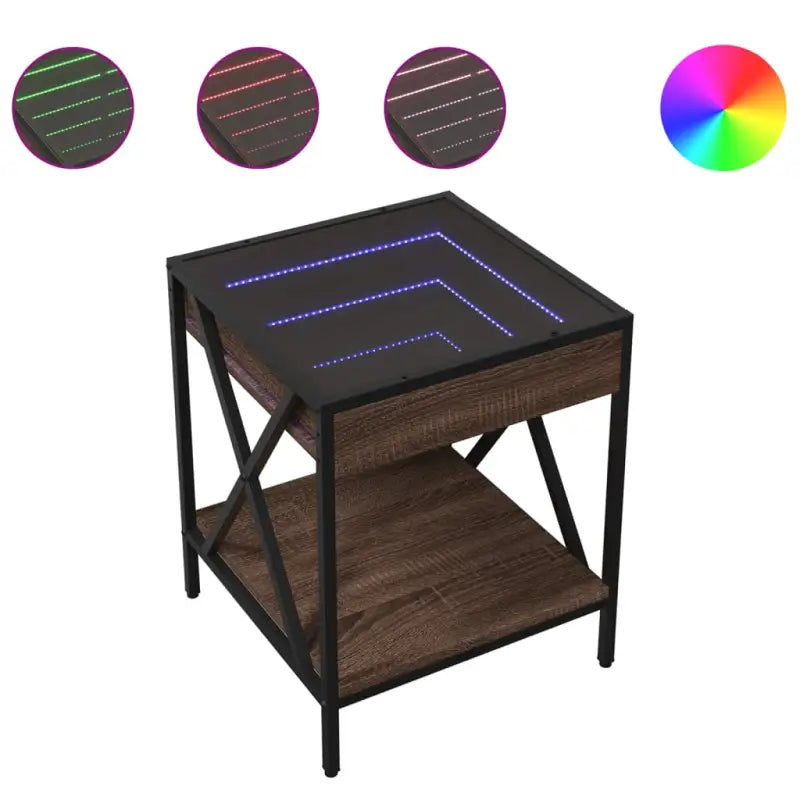Salontafel met LED-infinity spiegel en bewerkt hout for een stijlvolle uitstraling - Salontafels