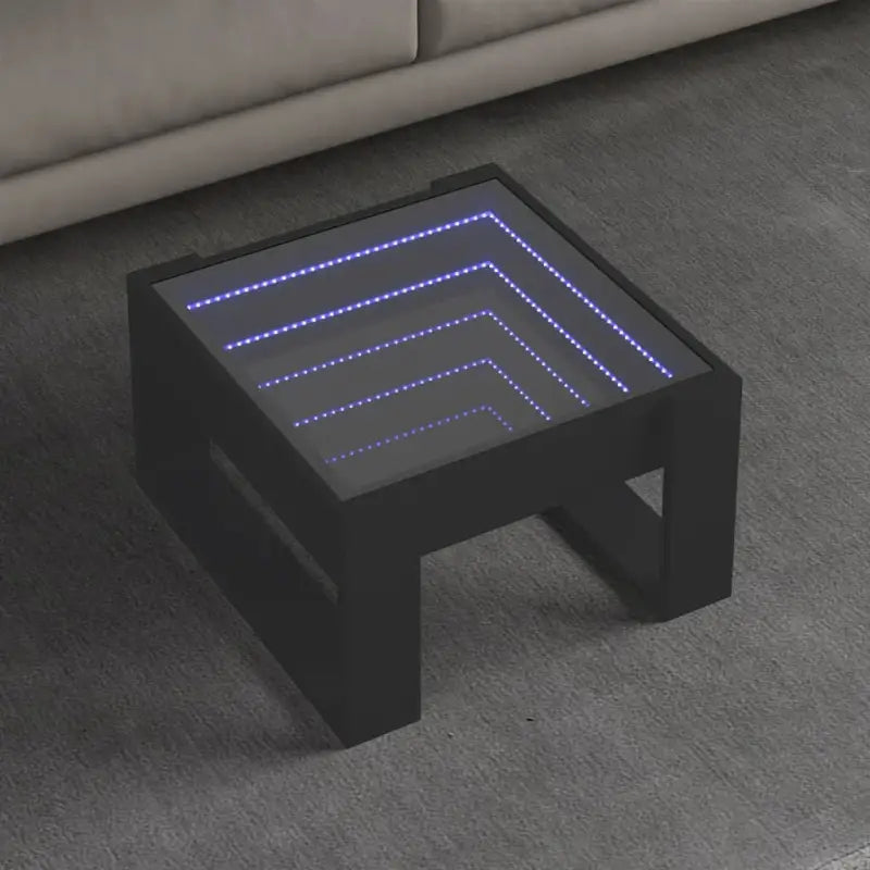 Salontafel met LED-infinity spiegel en bewerkt hout voor stabile stijl - Zwart / 1 / 50 cm - Salontafels