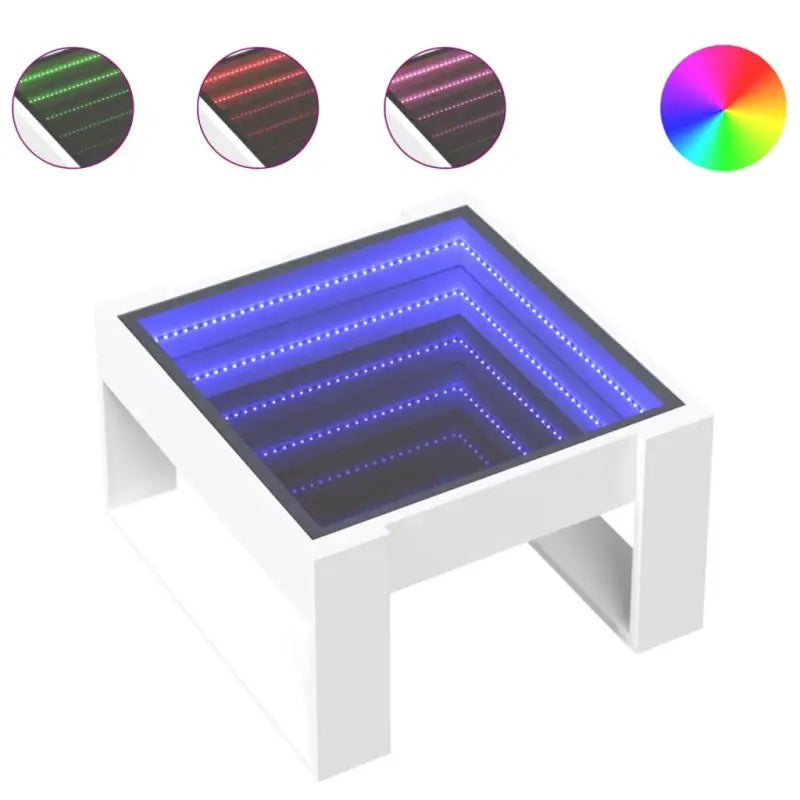 Salontafel met LED-infinity spiegel en bewerkt hout voor stabile stijl - Salontafels