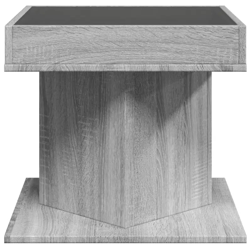 Salontafel met LED-infinity spiegel in bewerkt hout en grijs Sonoma - Salontafels