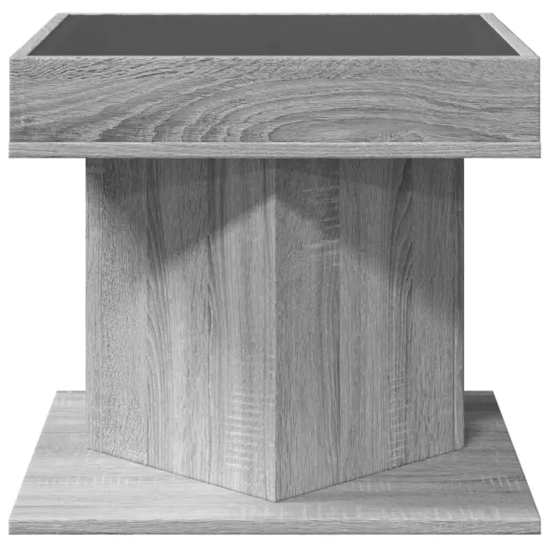 Salontafel met LED-infinity spiegel in bewerkt hout en grijs Sonoma - Salontafels