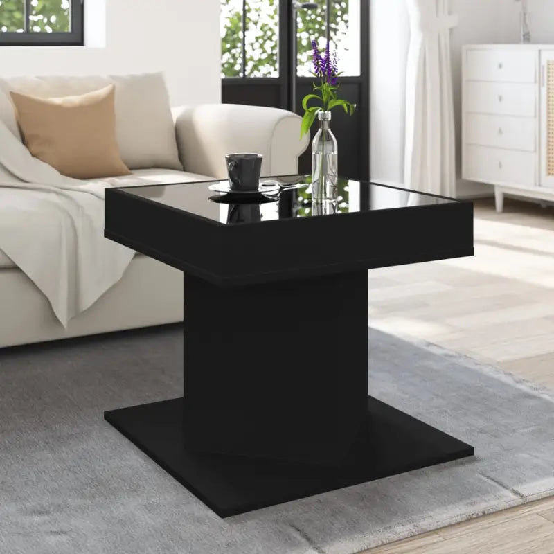 Salontafel met LED-infinity spiegel in bewerkt hout en grijs Sonoma - Zwart / 1 - Salontafels