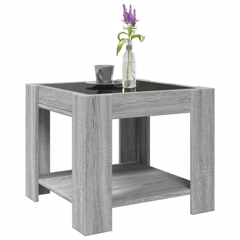 Salontafel met LED-infinity spiegel in grijs Sonoma bewerkt hout - Salontafels