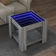 Salontafel met LED-infinity spiegel in grijs Sonoma bewerkt hout - Salontafels