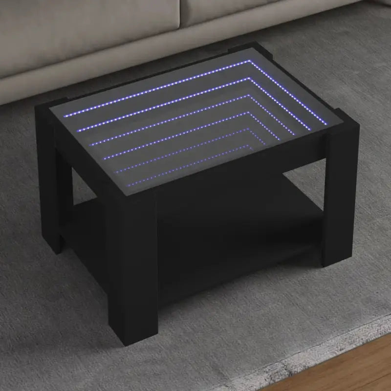 Salontafel met LED-infinity spiegel in grijs Sonoma bewerkt hout - Zwart / 1 / 73 cm - Salontafels