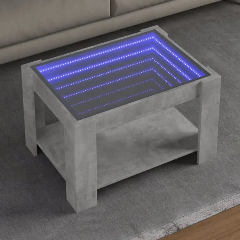 Salontafel met LED-infinity spiegel in grijs Sonoma bewerkt hout - Betongrijs / 1 / 73 cm - Salontafels