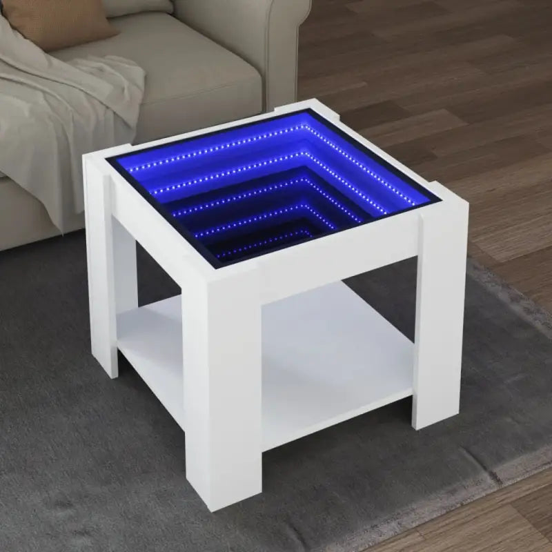 Salontafel met LED-infinity spiegel in grijs Sonoma bewerkt hout - Wit / 1 / 53 cm - Salontafels