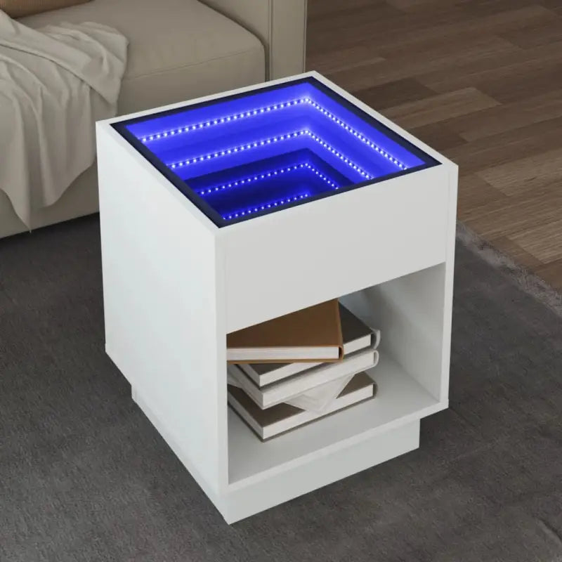 Salontafel met LED-infinity spiegel in grijs sonoma van bewerkt hout - Wit / 1 / 40 cm - Salontafels