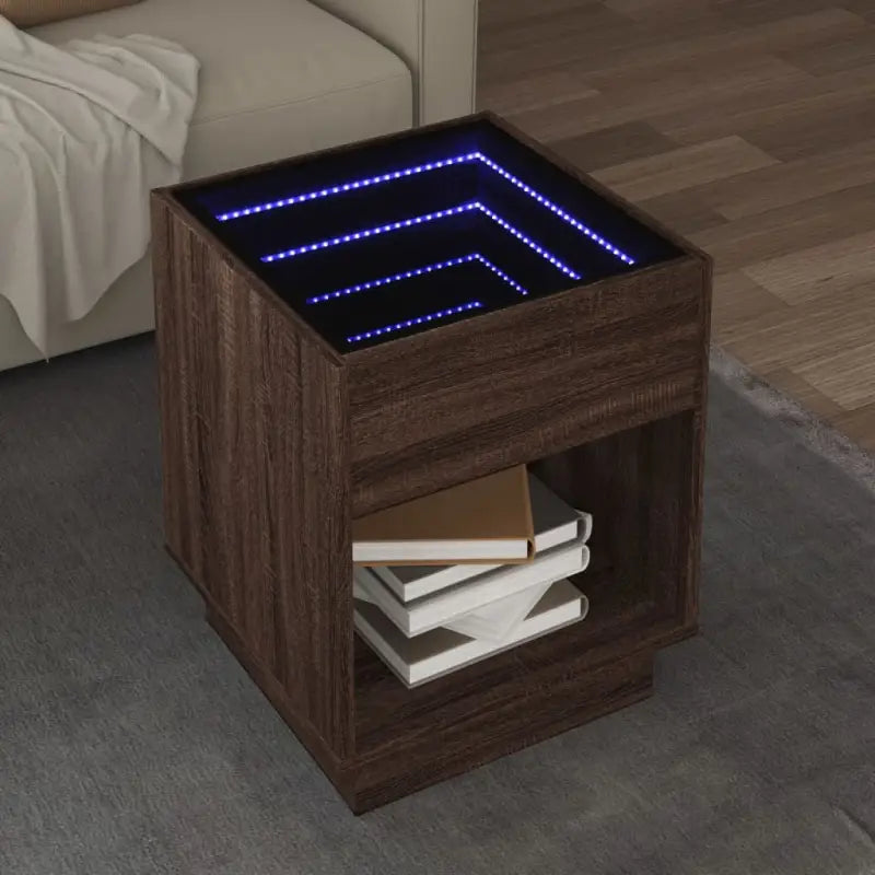 Salontafel met LED-infinity spiegel in grijs sonoma van bewerkt hout - bruin eikenkleur / 1 / 40 cm - Salontafels