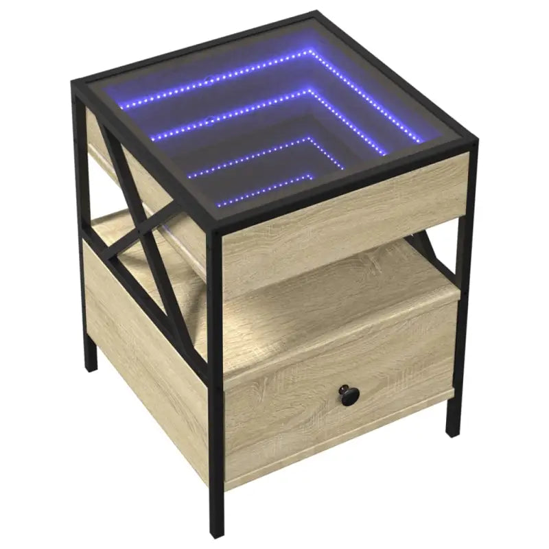 Salontafel met LED-infinity spiegel van bewerkt hout voor elke ruimte - Salontafels