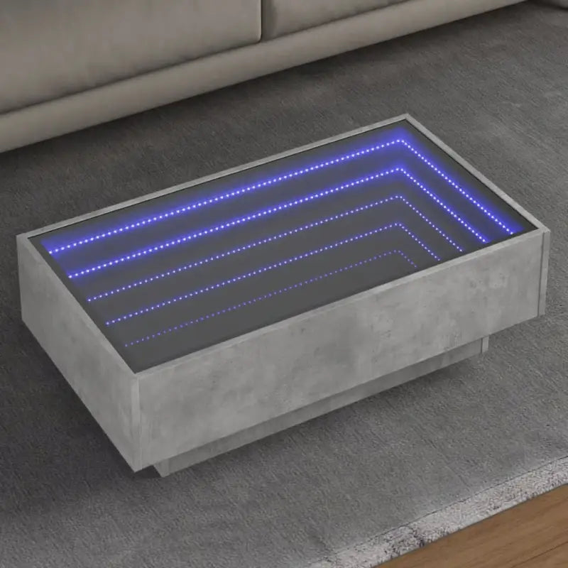 Salontafel met LED-infinity spiegel van bewerkt hout voor elke ruimte - Betongrijs / 90 x 50 x 30 cm / 1 - Salontafels