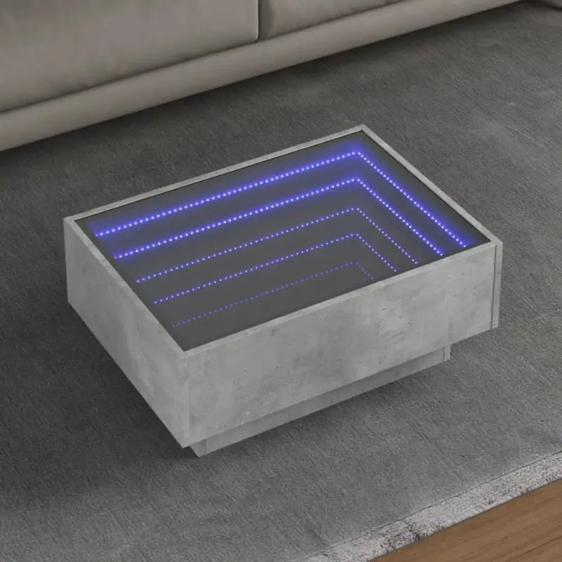Salontafel met LED-infinity spiegel van bewerkt hout voor elke ruimte - Betongrijs / 70 x 50 x 30 cm / 1 - Salontafels