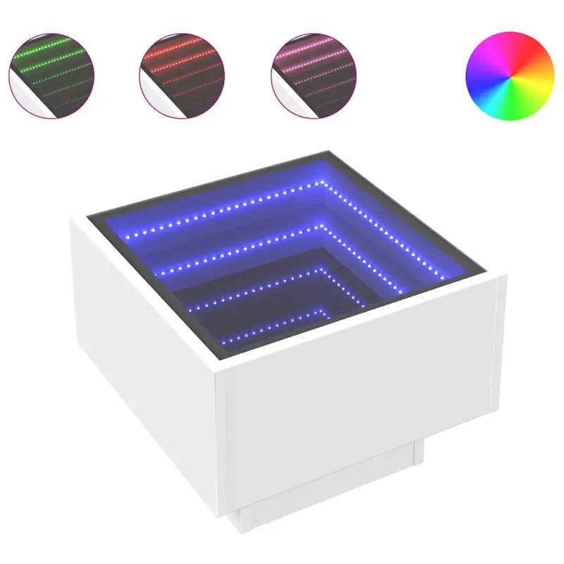 Salontafel met LED-infinity spiegel van bewerkt hout voor elke ruimte - Salontafels