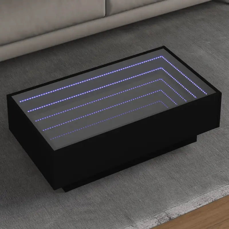 Salontafel met LED-infinity spiegel van bewerkt hout voor elke ruimte - Zwart / 90 x 50 x 30 cm / 1 - Salontafels