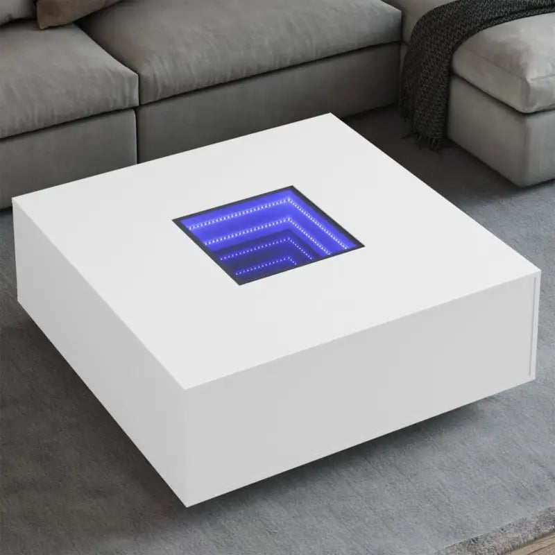Salontafel met LED-infinity spiegel van bewerkt hout voordelig - Wit / 100 x 100 x 40 cm / 1 - Salontafels