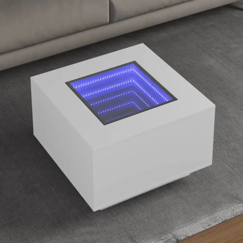 Salontafel met LED-infinity spiegel van bewerkt hout voordelig - Wit / 60 x 60 x 40 cm / 1 - Salontafels