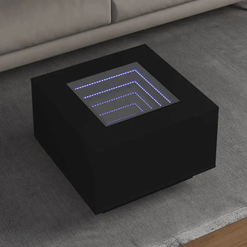 Salontafel met LED-infinity spiegel van bewerkt hout voordelig - Zwart / 60 x 60 x 40 cm / 1 - Salontafels
