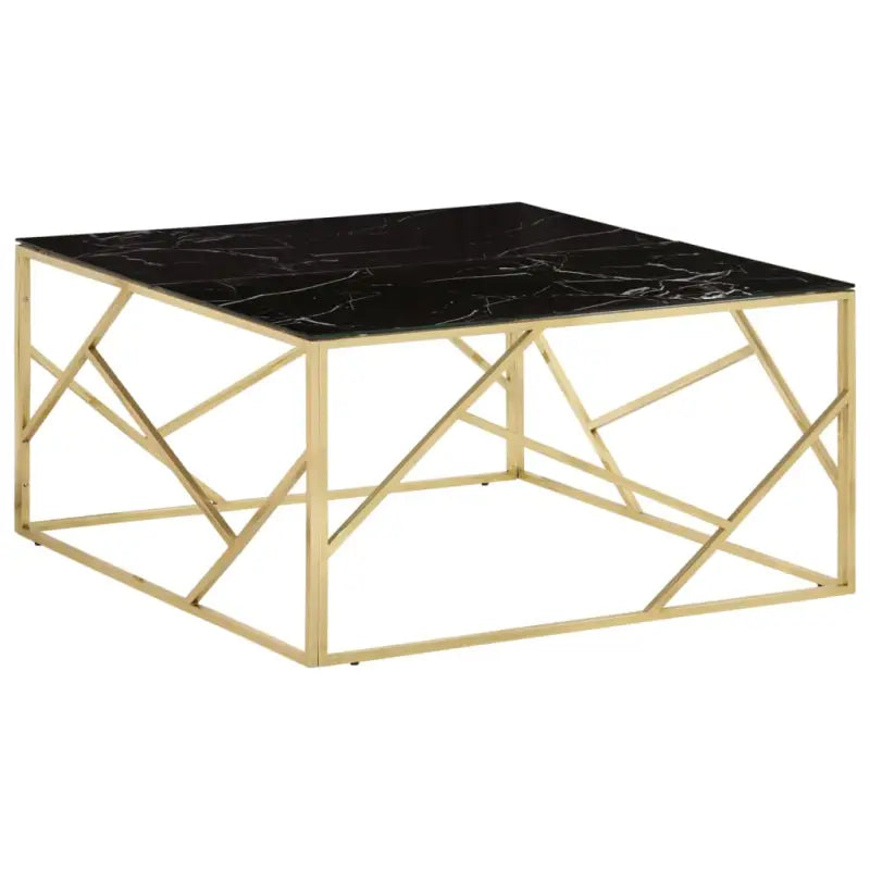 Salontafel met massief acaciahout en roestvrij staal elegant design - Goud en zwart / 1 / Glas - Salontafels