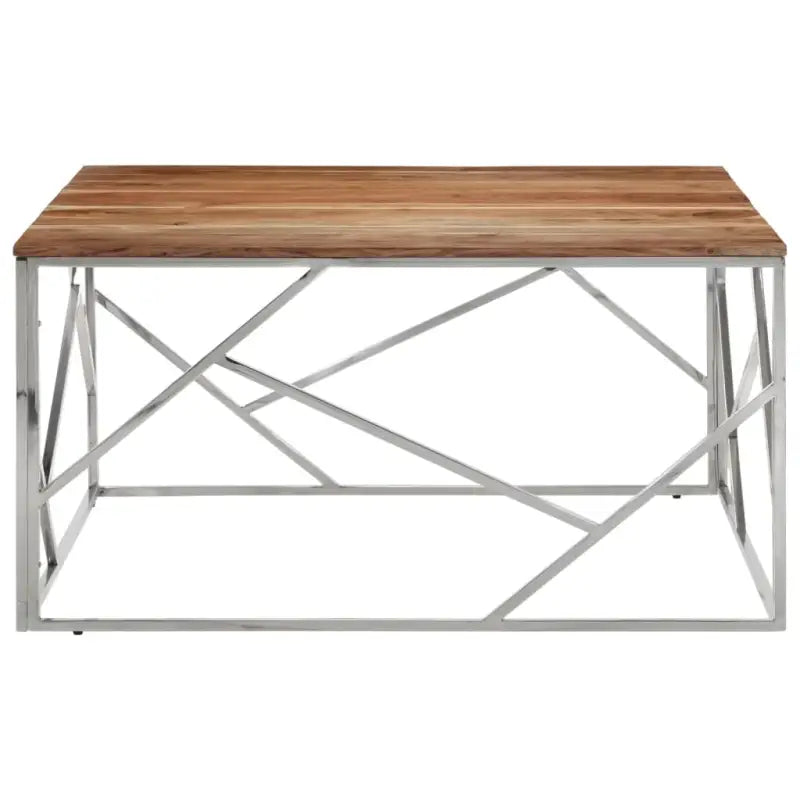 Salontafel met massief acaciahout en roestvrij staal elegant design - Salontafels