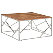 Salontafel met massief acaciahout en roestvrij staal elegant design - Salontafels