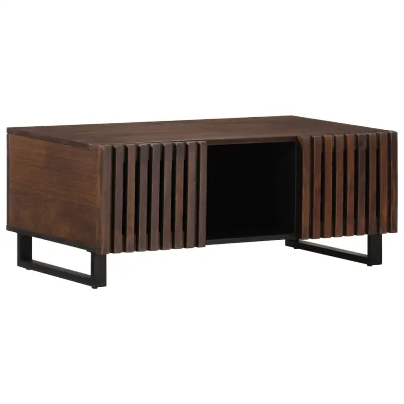 Salontafel met massief mangohout en glazen tafelblad - Bruin / 1 / massief mangohout - Salontafels
