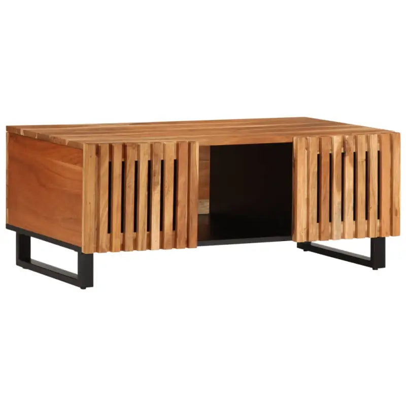Salontafel met massief mangohout en glazen tafelblad - Bruin / 1 / Massief acaciahout - Salontafels