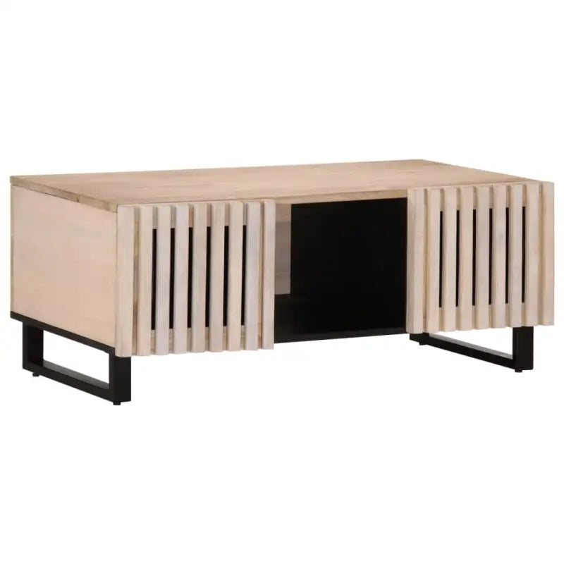 Salontafel met massief mangohout en glazen tafelblad - Salontafels