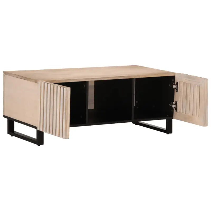Salontafel met massief mangohout en glazen tafelblad - Salontafels