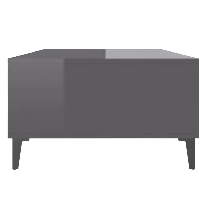Salontafel met metalen poten en bewerkt hout in hoogglans grijs - Salontafels