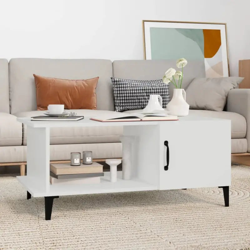 Salontafel met metalen poten en hoogglans wit afwerking van bewerkt hout - Wit / 1 - Salontafels