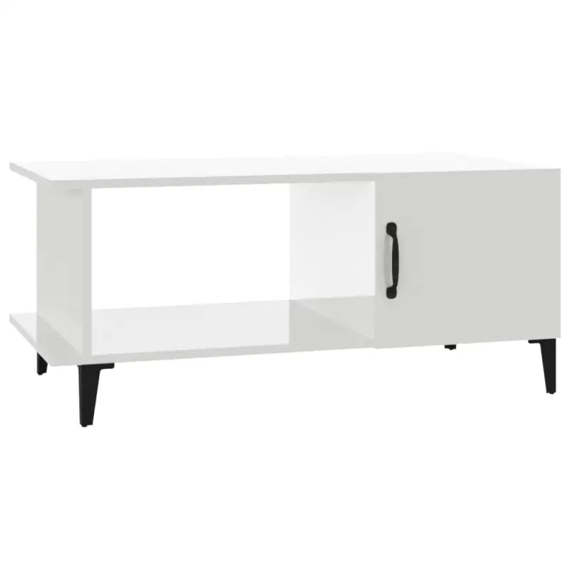 Salontafel met metalen poten en hoogglans wit afwerking van bewerkt hout - Salontafels
