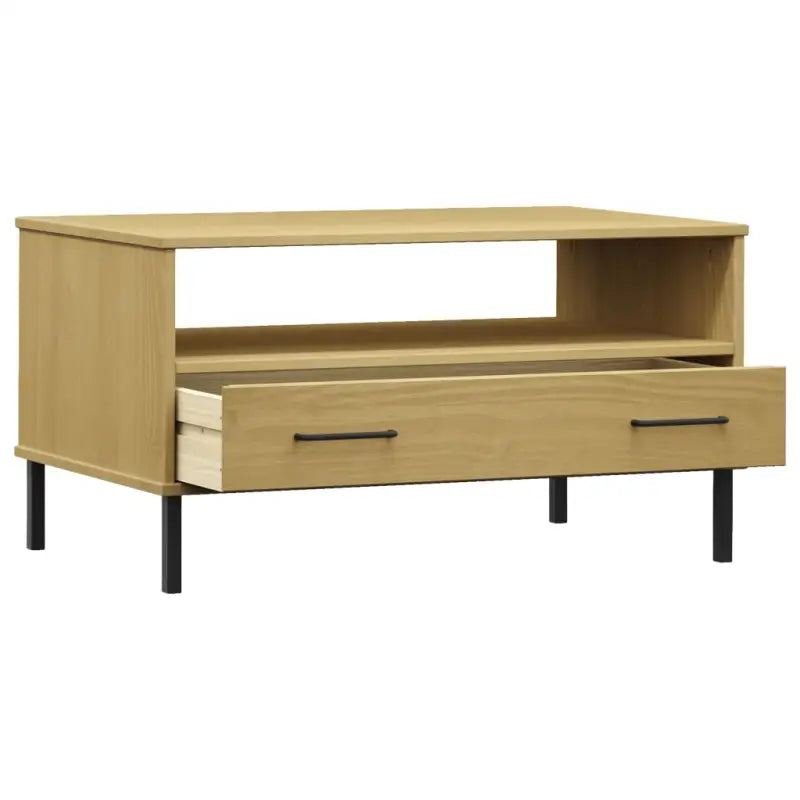 Salontafel met metalen poten van massief grenenhout - Salontafels