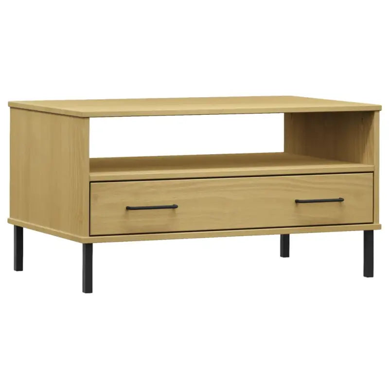 Salontafel met metalen poten van massief grenenhout - Salontafels