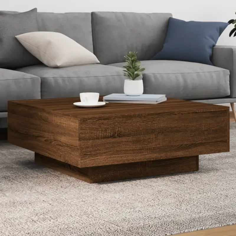 Salontafel met modern design van bewerkt hout voor in de woonkamer - bruin eikenkleur / 80 x 80 x 31 cm / 1
