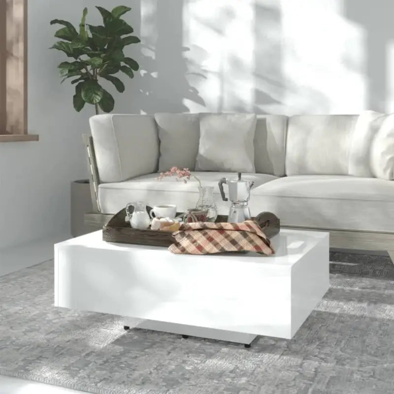 Salontafel met modern design van bewerkt hout voor in de woonkamer - Hoogglans wit / 85 x 55 x 31 cm / 1 - Salontafels