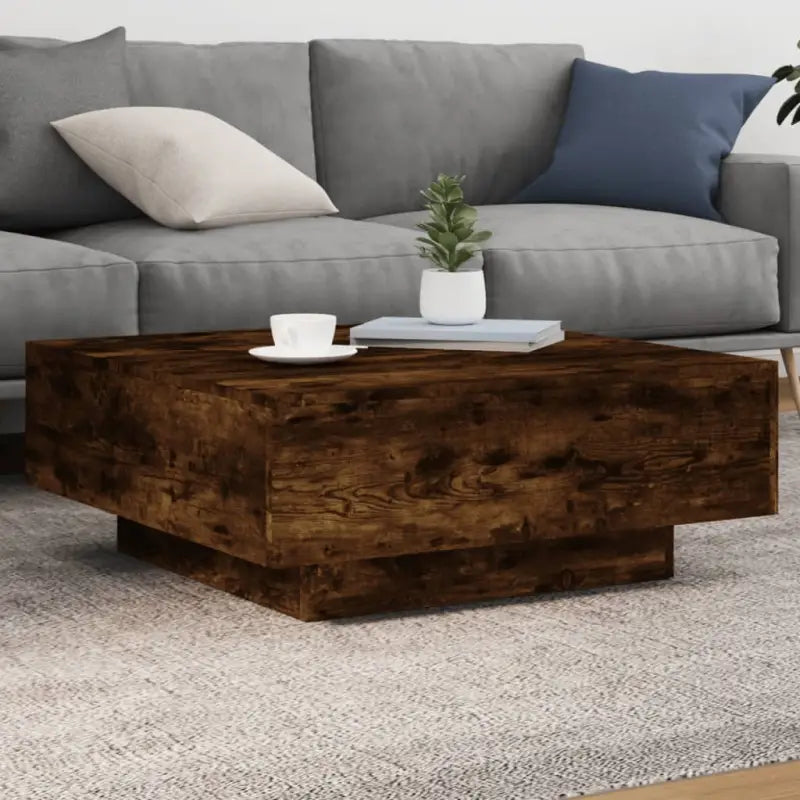 Salontafel met modern design van bewerkt hout voor in de woonkamer - Gerookt eiken / 80 x 80 x 31 cm / 1 - Salontafels