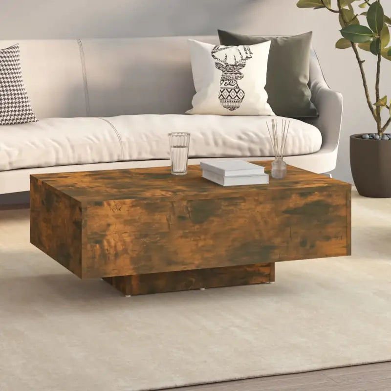 Salontafel met modern design van bewerkt hout voor in de woonkamer - Gerookt eiken / 85 x 55 x 31 cm / 1 - Salontafels