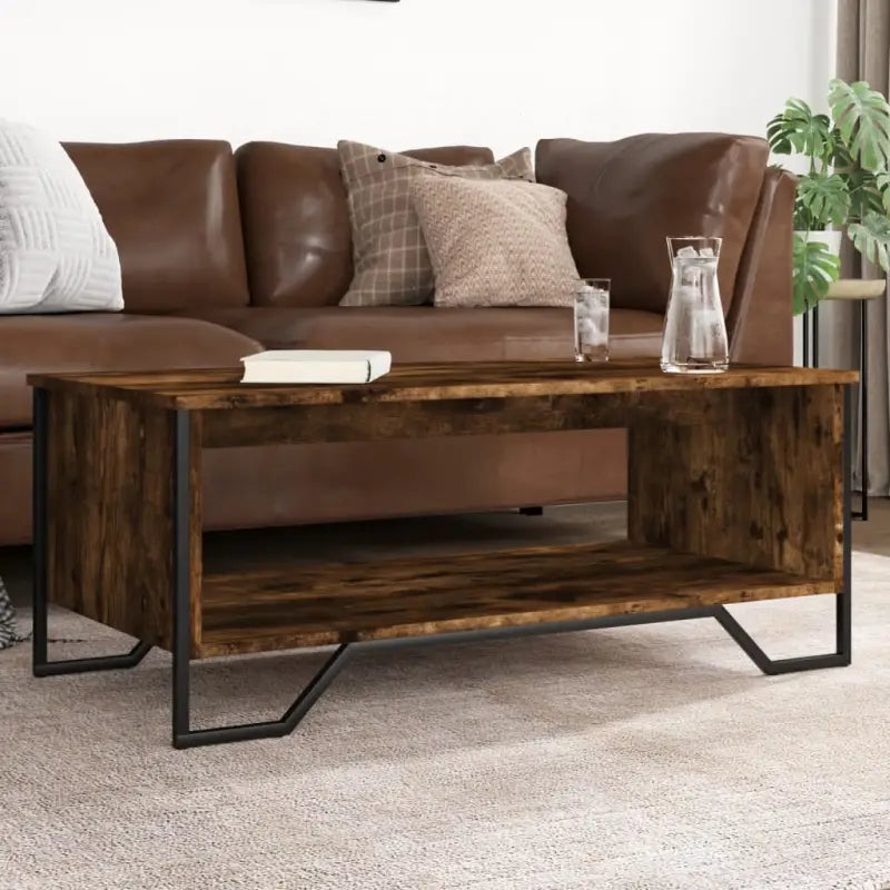 Salontafel van bewerkt hout eenvoudig schoon te maken en duurzaam - Gerookt eiken / 1 / 100 cm - Salontafels