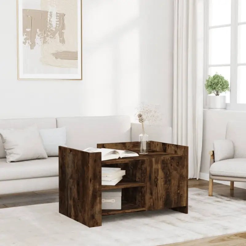 Salontafel van bewerkt hout in grijs Sonoma stijl - Gerookt eiken / 1 / 80 cm - Salontafels