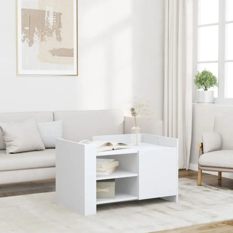 Salontafel van bewerkt hout in grijs Sonoma stijl - Wit / 1 / 80 cm - Salontafels