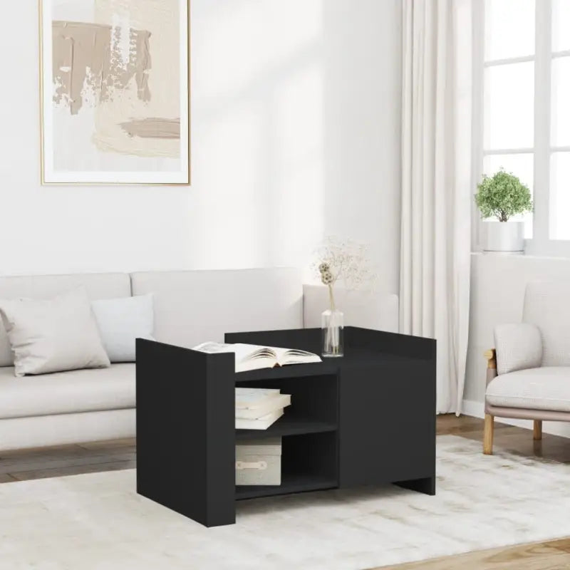 Salontafel van bewerkt hout in grijs Sonoma stijl - Zwart / 1 / 80 cm - Salontafels