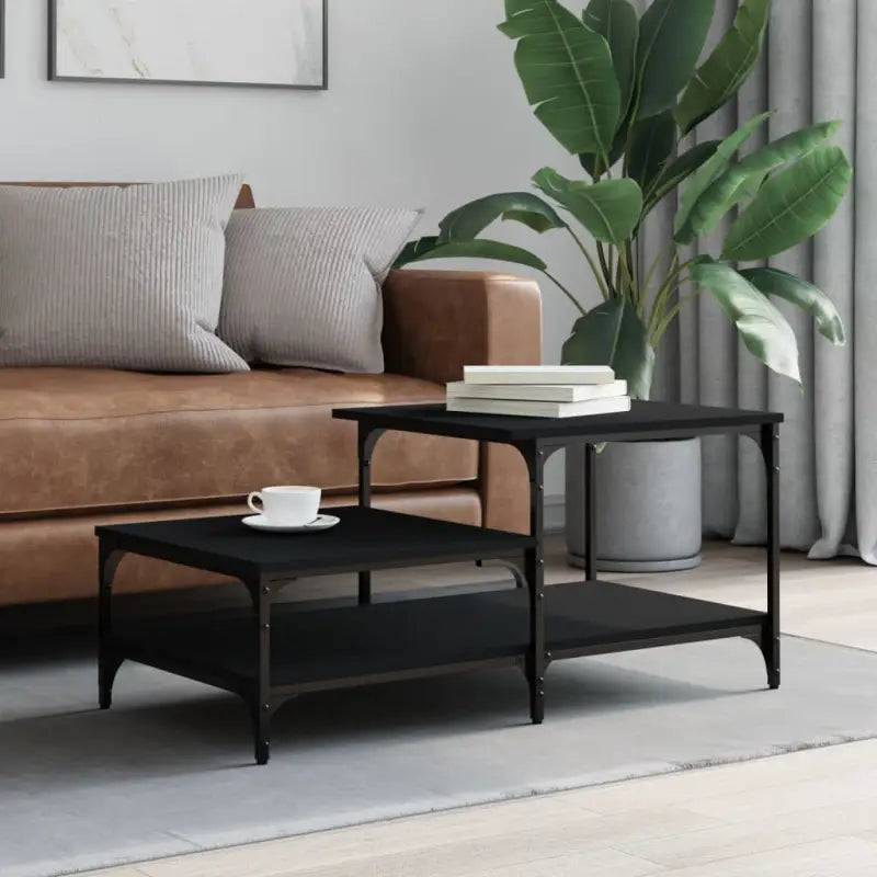 Salontafel van bewerkt hout in grijs Sonoma voor een elegante woonkamer - Zwart / 1 - Salontafels