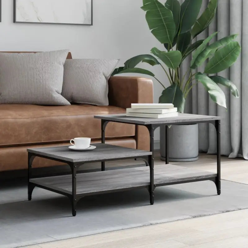 Salontafel van bewerkt hout in grijs Sonoma voor een elegante woonkamer - Salontafels