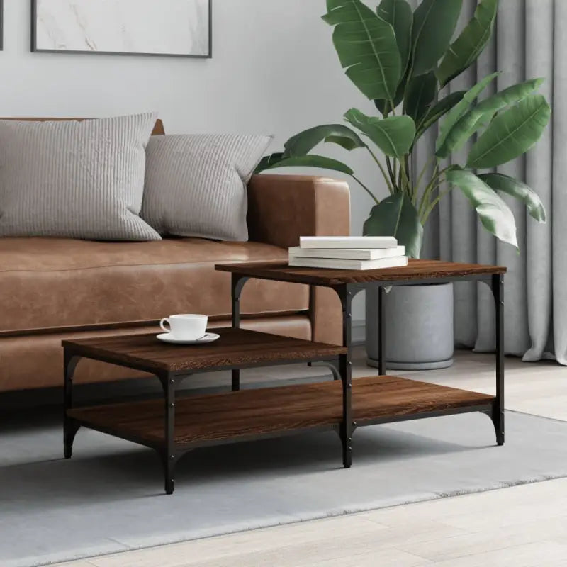 Salontafel van bewerkt hout in grijs Sonoma voor een elegante woonkamer - bruin eikenkleur / 1 - Salontafels